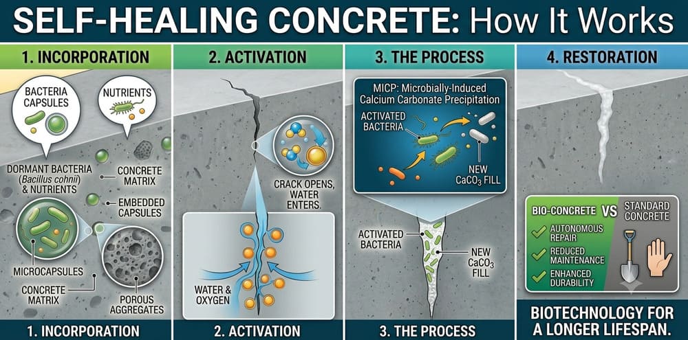 Self‑Healing Concrete