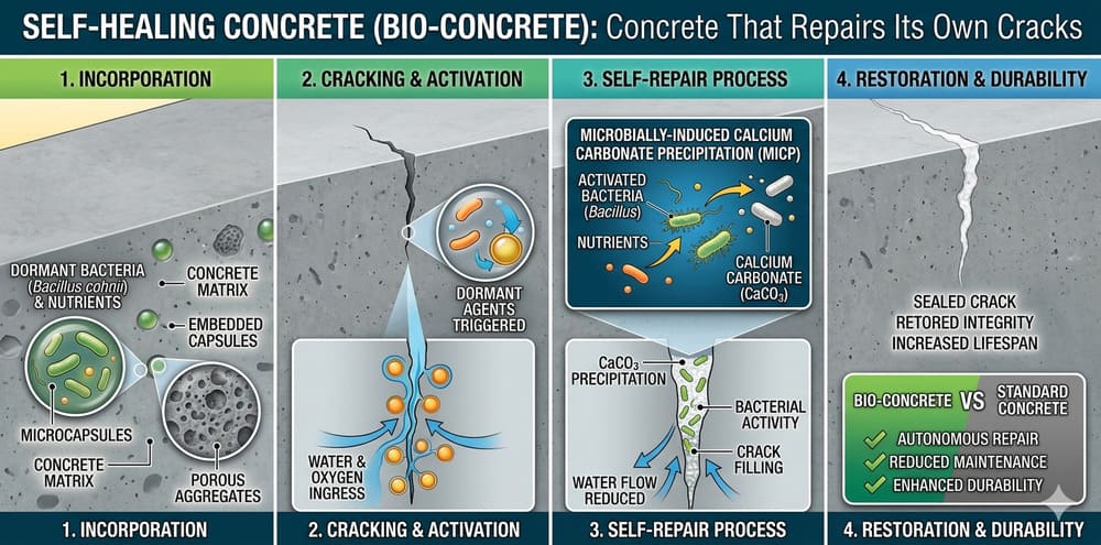 Self‑Healing Concrete