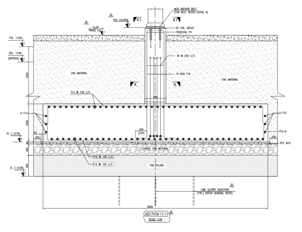 Bar Bending Schedule for Pedestal Foundation