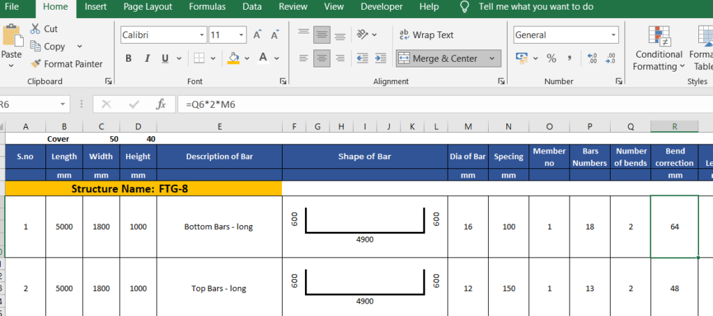 Bar Bending Schedule for Pedestal Foundation